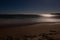 Romantic moonlight ocesn sand beach, long exposure