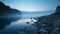 Romantic Moonlit Seascapes: A Foggy Late Morning View Of Water With Rocks