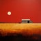 Romantic Moonlit Seascapes: A Monochromatic Abstraction Of A Brown Barn In A Field