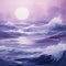 Romantic Moonlit Seascapes: A Purple Neoclassicism Seascape Abstract
