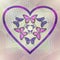 Romantic motif with butterflies in heart on halftone background