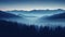 Romantic Mountain Landscape At Blue Hour: A Tranquil Cabincore Panorama