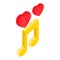 Romantic music isometric 3d icon