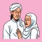 Romantic Muslim Couple in Love Vector Illustration