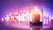 Romantic night with candlelight and bokeh background.New year or