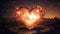 Romantic Night Glowing Heart Firework in a Vibrant Celebration