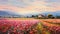 Romantic Oil Painting: Poppy Field And Farmhouse In Provence Morning