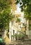 Romantic old buildings and cobblestone streets of Crete island, Greece.
