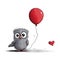 Romantic Owl With Red Balloon: Skottie Young Style