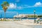 Romantic park in Havana with a view of the castle of El Morro