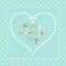 Romantic pastel heart with colorful text pattern