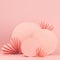 Romantic pastel pink Valentine day stage mockup with ribbed paper hearts, round decorative composition on soft light background.