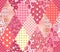 Romantic patchwork pattern. Seamless background in pink tones. Cute illustration of quilting.