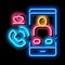 Romantic Phone Call neon glow icon illustration