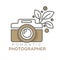 Romantic photographer retro photo camera isolated icon