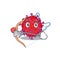 Romantic picture of coronavirus particle Cupid cartoon character with arrow and wings