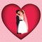 Romantic picture of just married couple in heart
