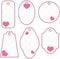 Romantic pink and white tags with hearts