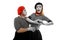 Romantic portrait of two mimes. Male and female mime artists