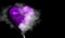 Romantic purple love hearts with smoke on background for copy space