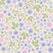 Romantic purple and pink floral seamless vector pattern. Soft, dreamy wildflowers with flowing green leaves.