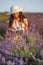 Romantic reading woman on lavender field
