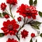 Romantic Red and Pink Flowers in a White Background Nature Beauty Captured in Detail, Generative Ai