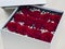 Romantic red roses, close up of box with red roses, Preserved roses in a box