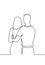 Romantic relationship continuous one line drawing. Romance, young couple in love hug one another vector art