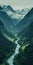 Romantic Riverscapes: Moody Valley With Green Grass And Trees