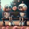 Romantic robot couple in love holding flower, Valentine\\\'s Day