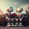 Romantic robot couple in love holding hands, Valentine\\\'s Day (Generative AI)