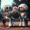 Romantic robot couple in love holding red heart, Valentine\\\'s Day