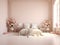 romantic room, with flowers, and pink tones, romantic mock up, 3d render, overlay, pastel colors, pink, created with ai