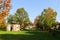 Romantic ruins of beautiful old abandoned manor in the park