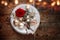 Romantic rustic christmas table decoration