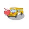 Romantic school bus cartoon picture holding a heart