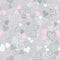Romantic seamless pattern with cute images of hearts on a gray background. The style of children`s drawing.