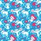 Romantic seamless pattern with cute playful kittens