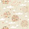 Romantic seamless pattern with cute rabbits