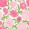 Romantic seamless pattern with gorgeous blooming peonies on white background. Natural backdrop with garden flowers