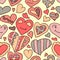 Romantic seamless pattern heart doodles