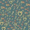 Romantic seamless pattern with hearts, bow boy arrows, love. Valentines day decoration texture. Love concept. Wedding invitation