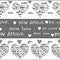 Romantic seamless pattern with horizontal lines of hearts and inscriptions about love.