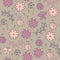 Romantic seamless pattern with ladybugs, flowers,