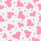 Romantic seamless pattern with randomly scattered hearts and dots.