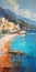Romantic Seascape: Amalfi Coast In Italy - Detailed Oil Painting