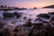 A romantic seascape photographed after sunset