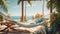 Romantic Seascapes: 3d Digital Art Of Hammock On Wooden Deck