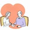 Romantic senior couple in love. Happy family. Elderly couple relaxing together. characters, illustration.